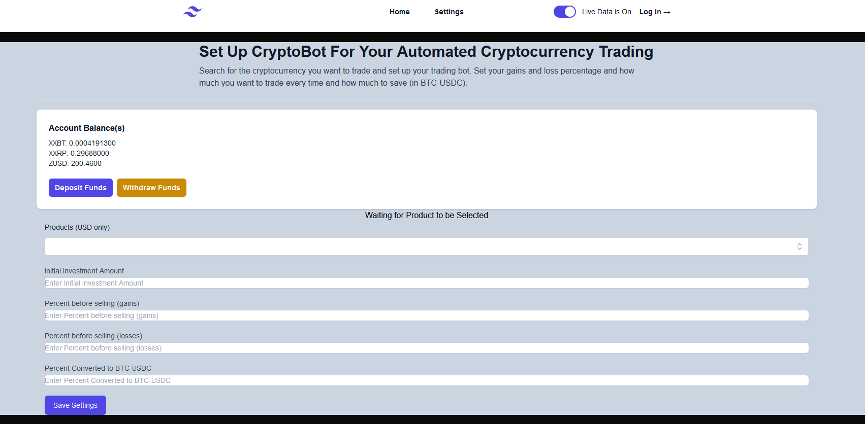 Cryptobot dashboard